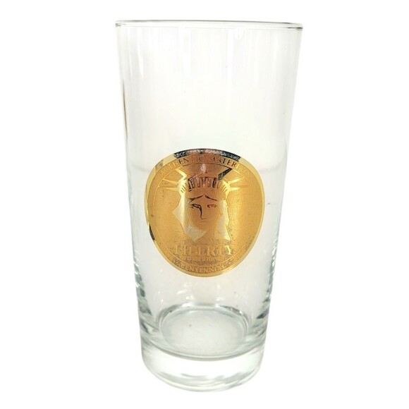 VTG 22Kt Gold Statue of Liberty Centennial Gold Seal Set of Four Libbey Glasses - Picture 7 of 12